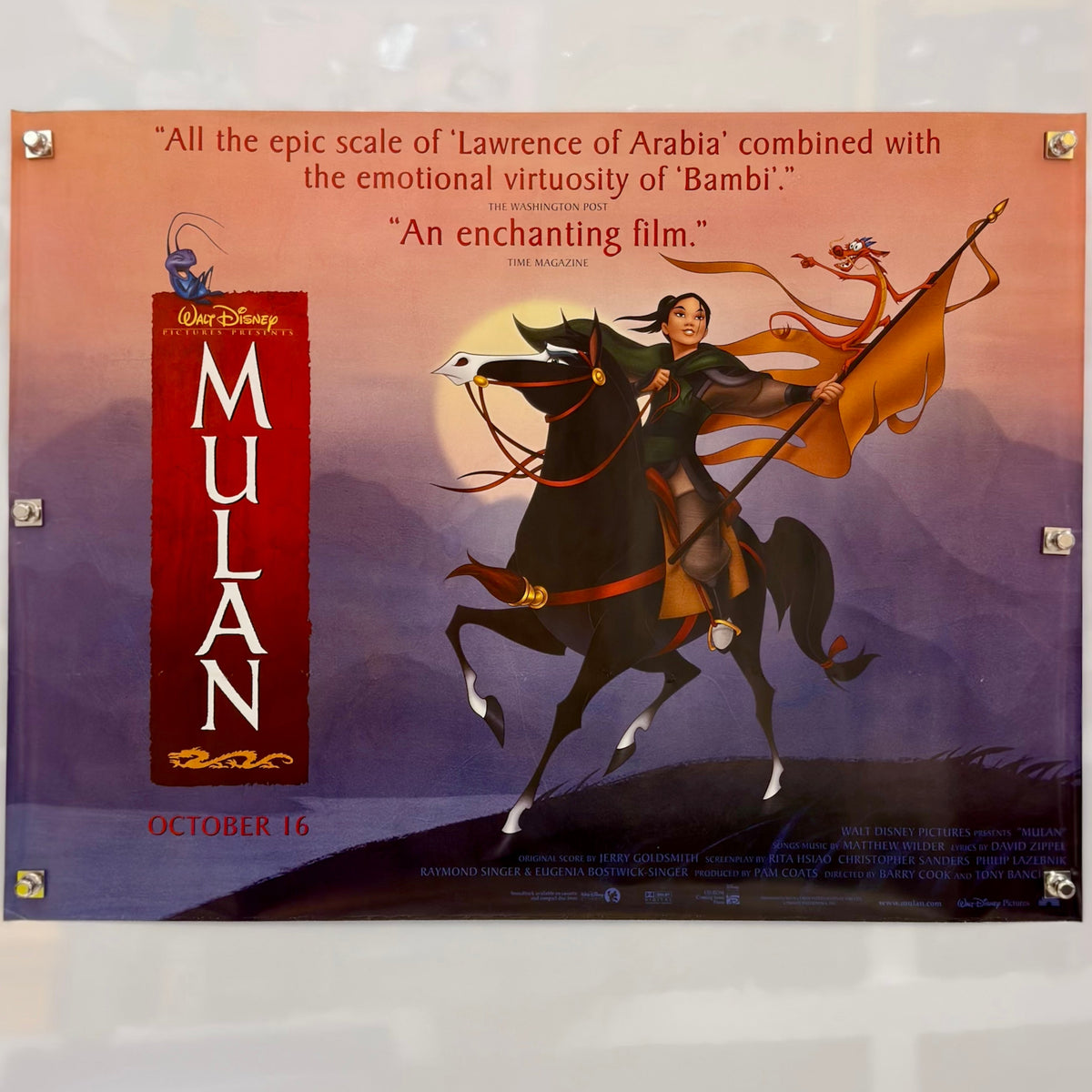 1998 Mulan October 16 Original British Quad Poster 40x30 Rolled — detail 1