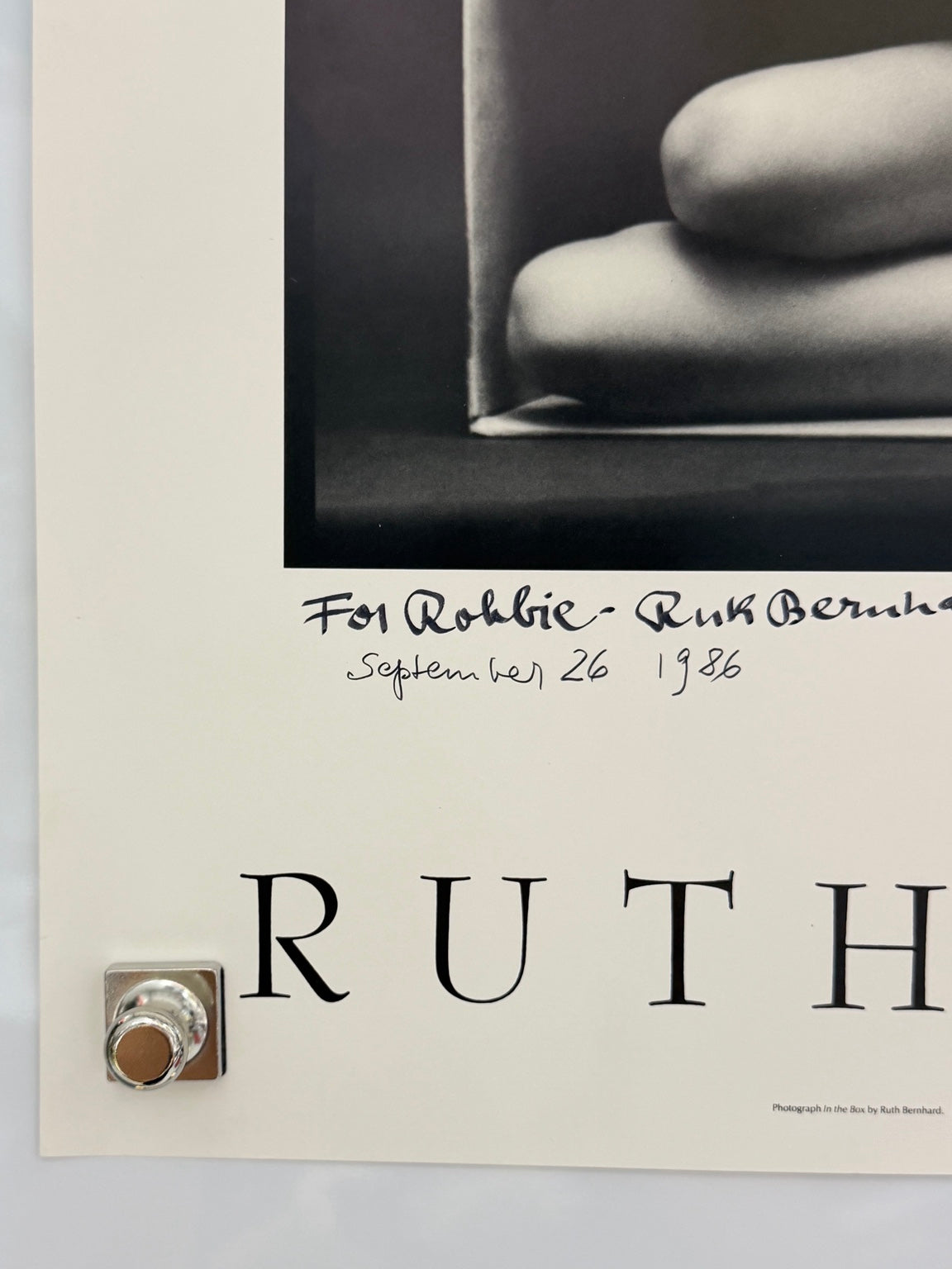 Ruth Bernhard In the Box signed poster upper corner detail