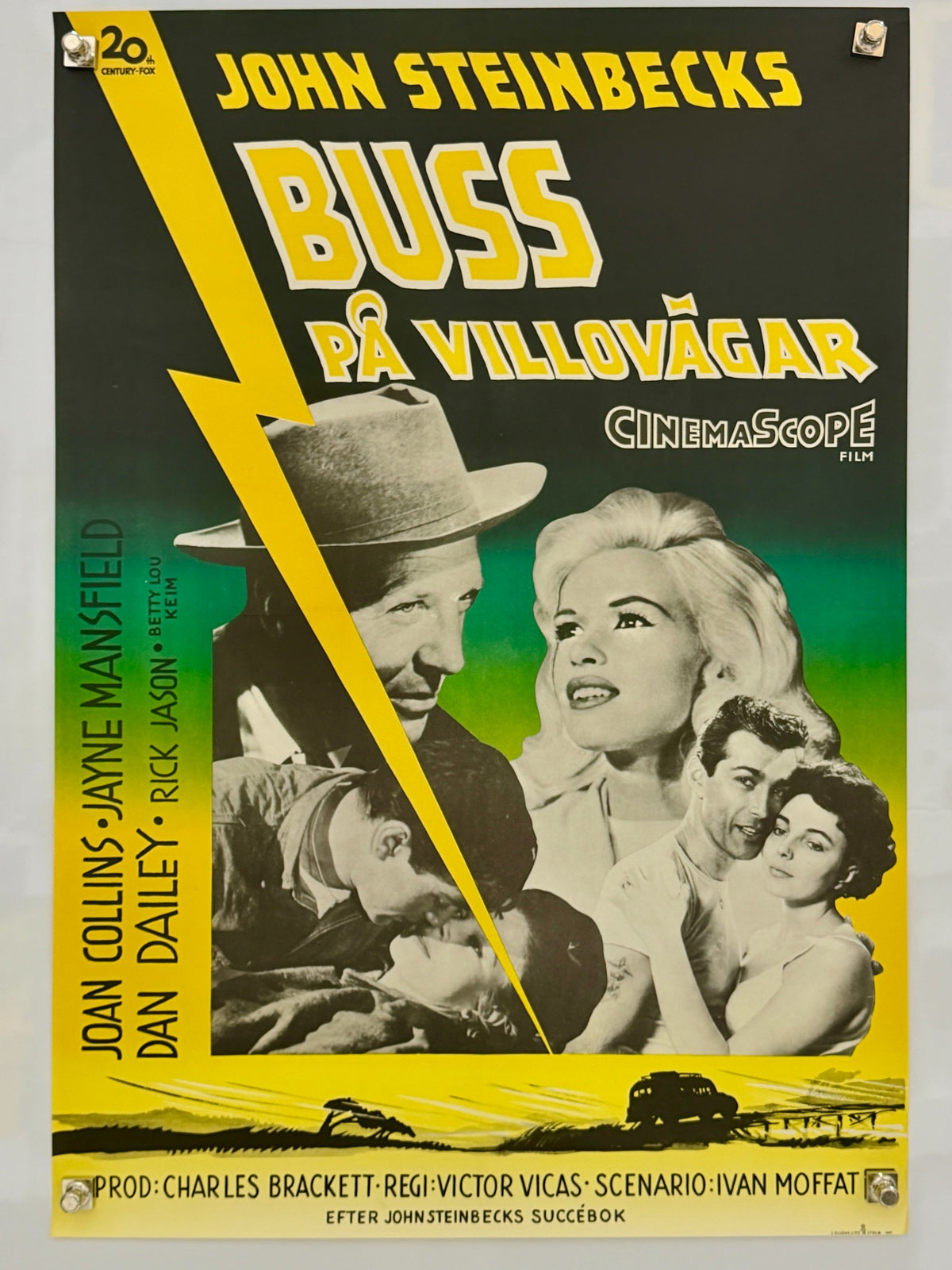 The Wayward Bus 1957 original Swedish movie poster with Jayne Mansfield and Joan Collins
