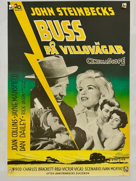 The Wayward Bus 1957 original Swedish movie poster with Jayne Mansfield and Joan Collins