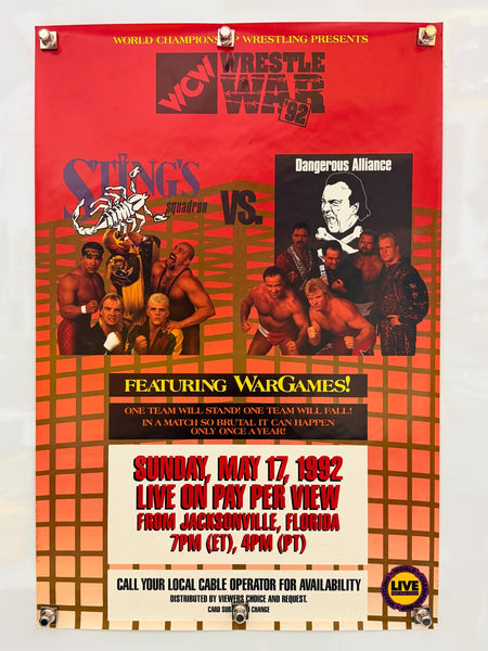 WCW WrestleWar (1992) WarGames PPV Poster Sting Dangerous Alliance— photo of exact poster