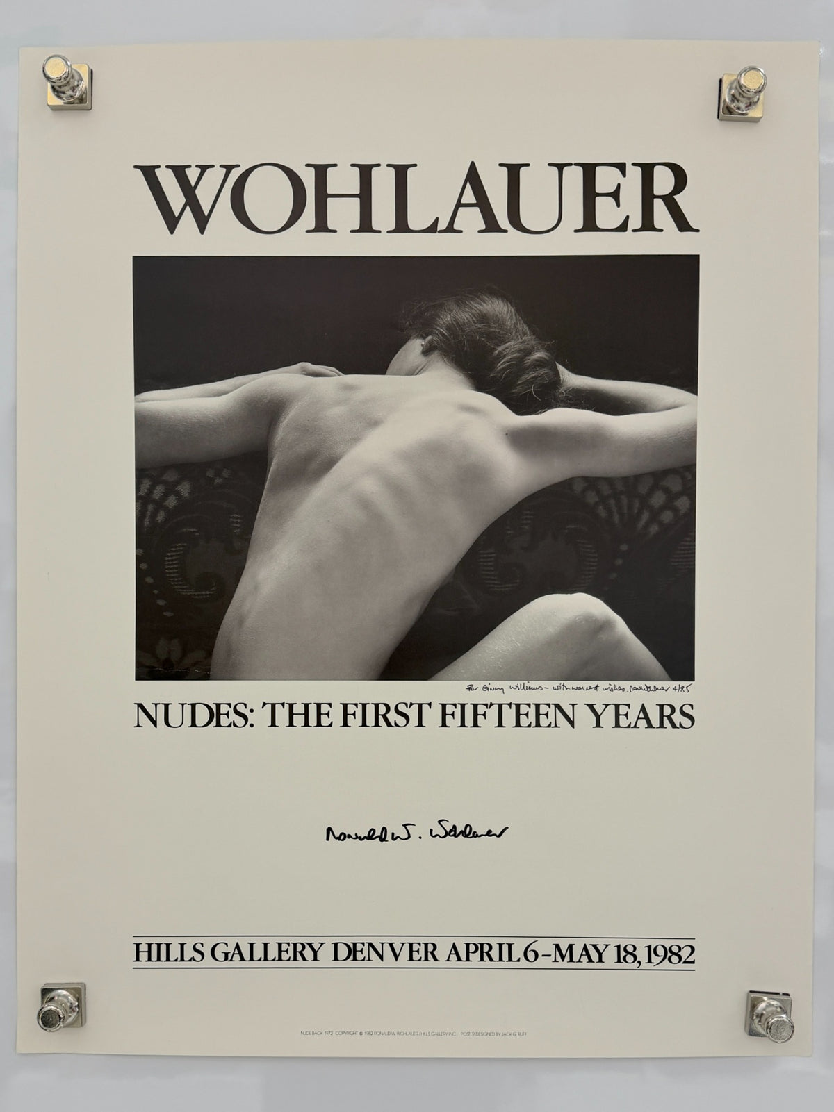 Wohlauer Nudes The First Fifteen Years signed Hills Gallery Denver poster, 1982, 19 x 24